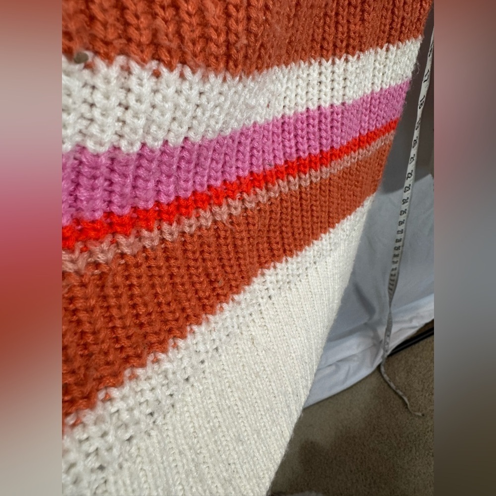 SO Girl's Striped Sweater - Cream, Pink, and Orange Size XL 14/16 - Picture 6 of 9